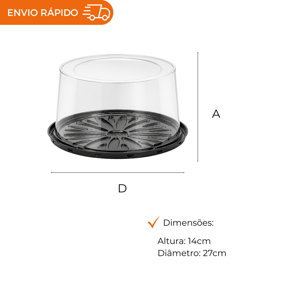 EMBALAGEM PET TORTA PQ PT - G 50CTA - CX C/50