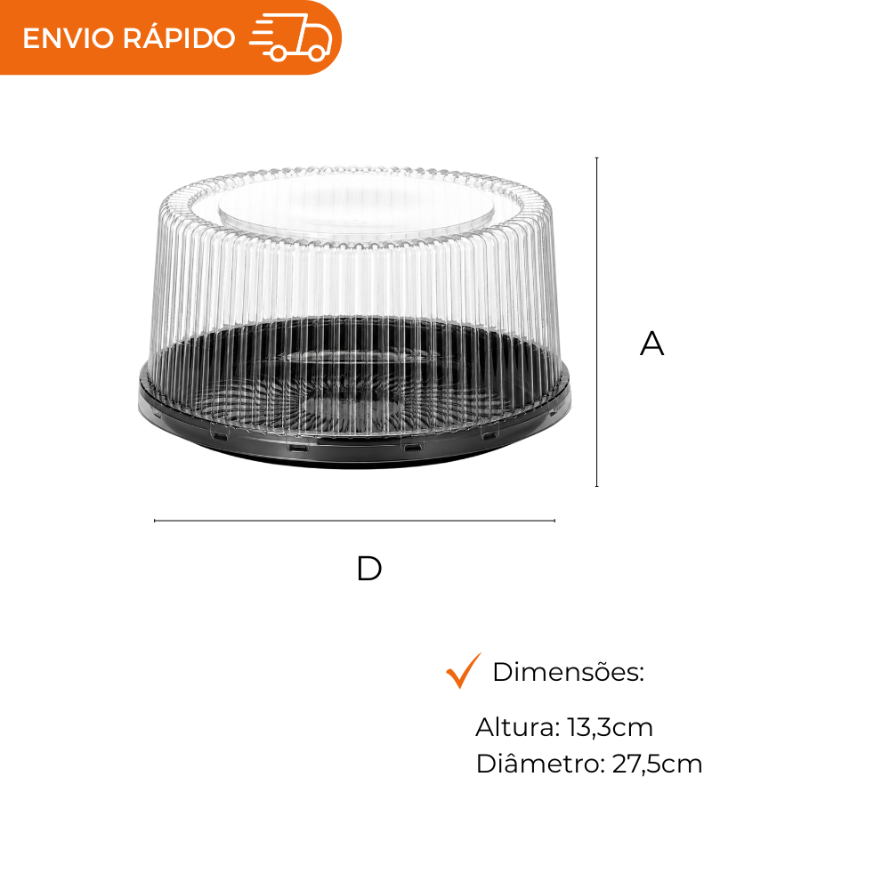 EMBALAGEM PET TORTA PQ PT - G 50MA - CX C/50