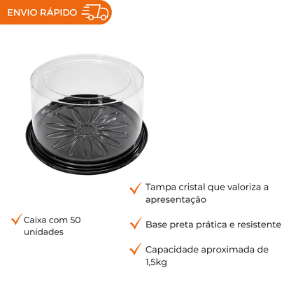 EMBALAGEM PET TORTA PQ PT - G 50MCT - CX C/50