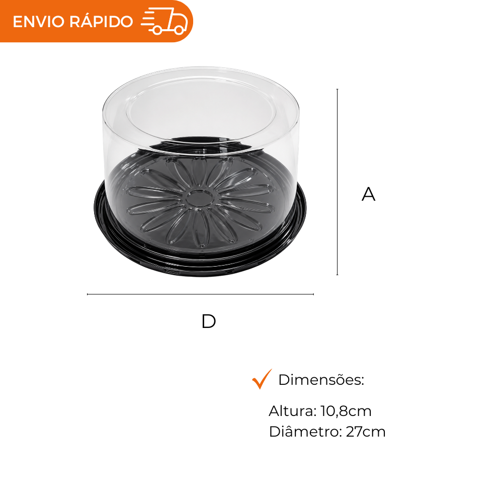 EMBALAGEM PET TORTA PQ PT - G 50MCT - CX C/50