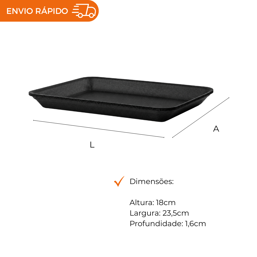 BANDEJA B3 RASA PRETA - CR-003 - FD C/4X100