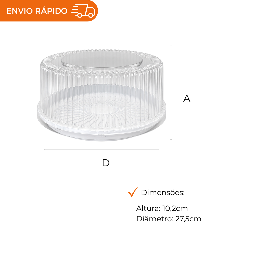 EMBALAGEM PET TORTA PQ BR - G 50MM - CX C/50