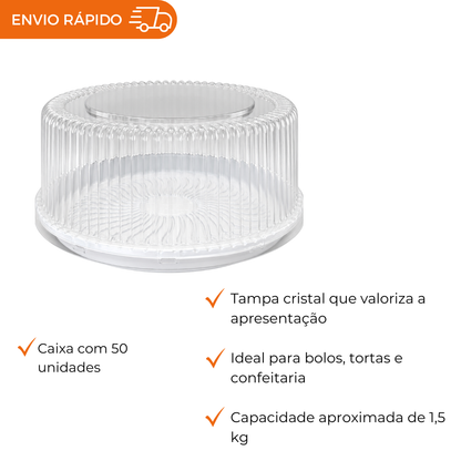 EMBALAGEM PET TORTA PQ BR - G 50MM - CX C/50