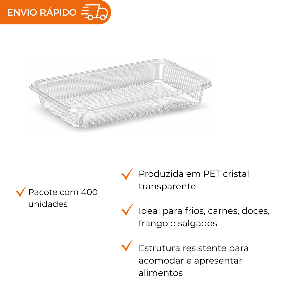 BANDEJA PET MULTIUSO CRISTAL - G 02 - CX C/400