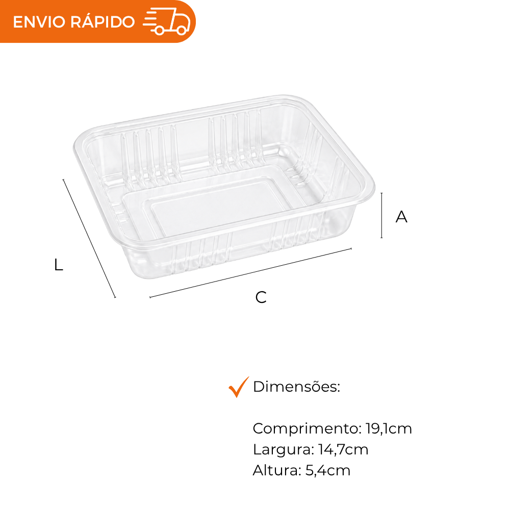 BASE  700ML POTE RETANGULAR PP - G 302 - CX C/200