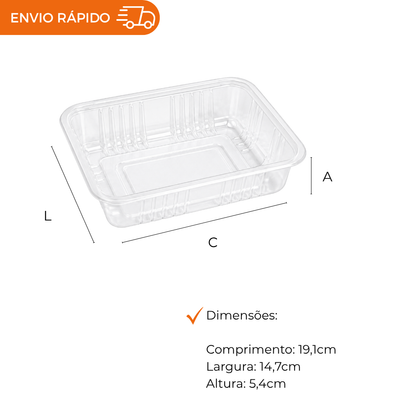 BASE  700ML POTE RETANGULAR PP - G 302 - CX C/200
