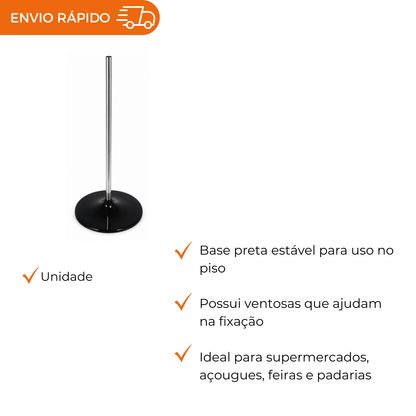BASE PEDESTAL PRETO C/HASTE DE ALUMINIO - UN