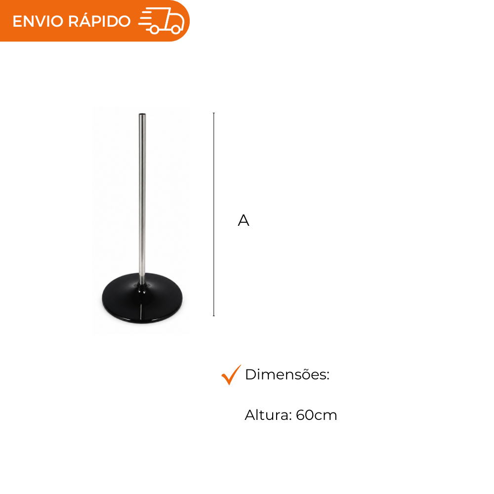 BASE PEDESTAL PRETO C/HASTE DE ALUMINIO - UN