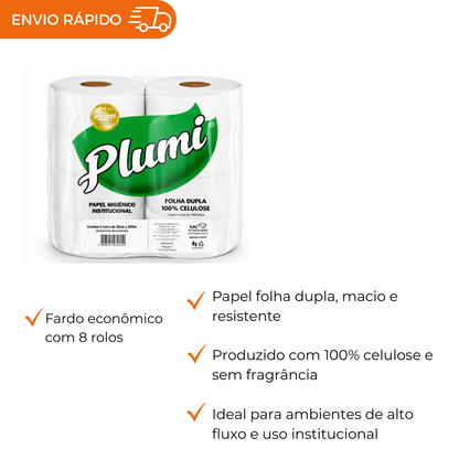 PAPEL HIGIENICO 100% CEL. FOLHA DUPLA- FD C/8X200M