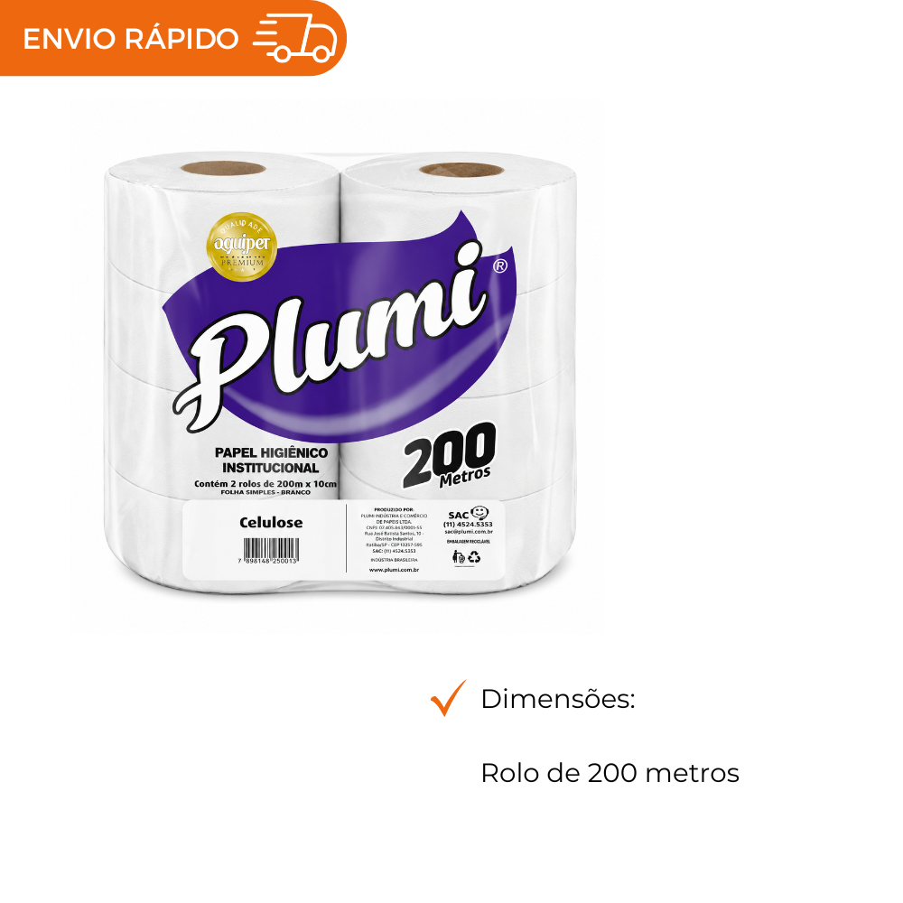 PAPEL HIGIENICO 100% CELULOSE.- FD C/8X200M