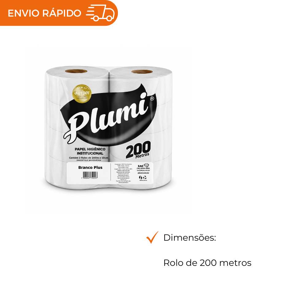 PAPEL HIGIENICO ROLAO - FD C/8X200M