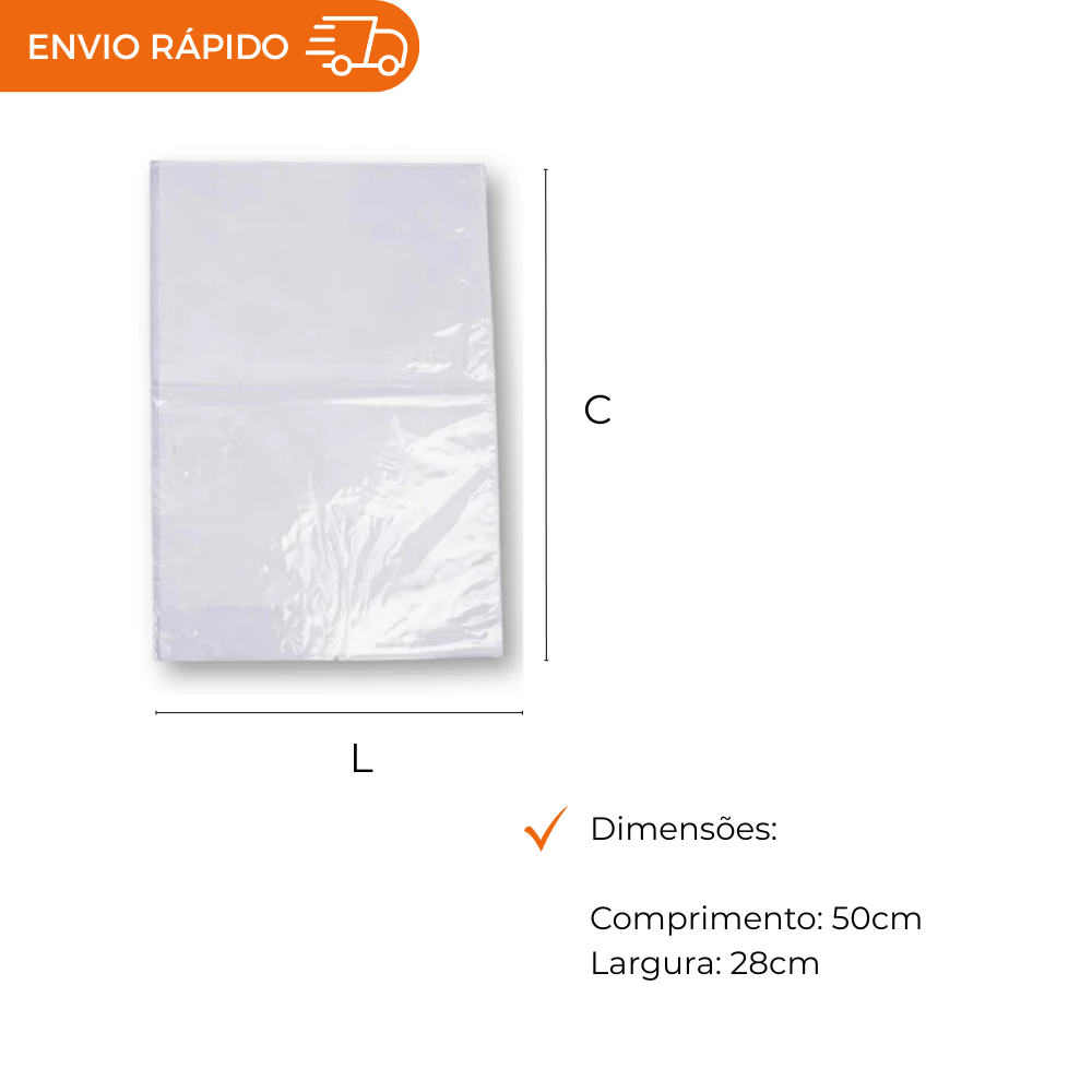 SACO PLASTICO POLIPROPILENO 28X50 - PC C/1000