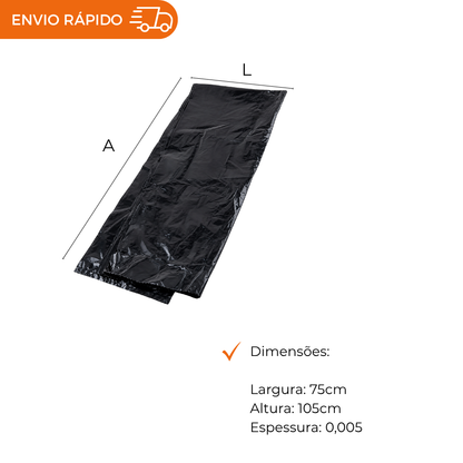 SACO P/LIXO 110L PRETO 75X105 REFORCADO - FD C/5X20