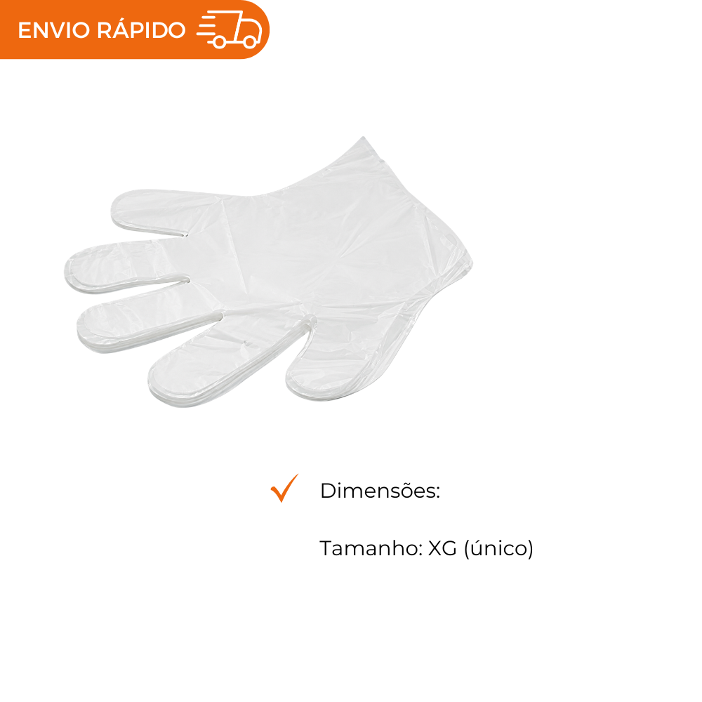 LUVA PLASTICA DESCARTAVEL TRANSPARENTE - PC C/100