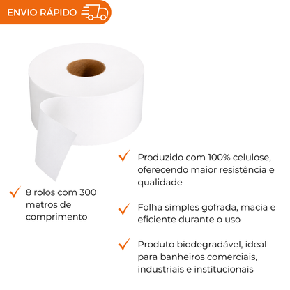 PAPEL HIGIENICO ROLAO BRANCO - FD C/8X300M
