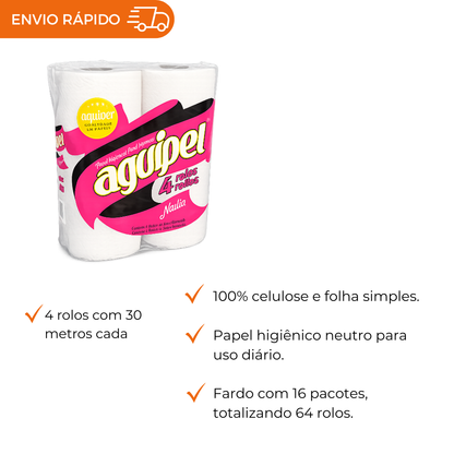 PAPEL HIGIENICO FOLHA SIMPLES - FD C/4X30M