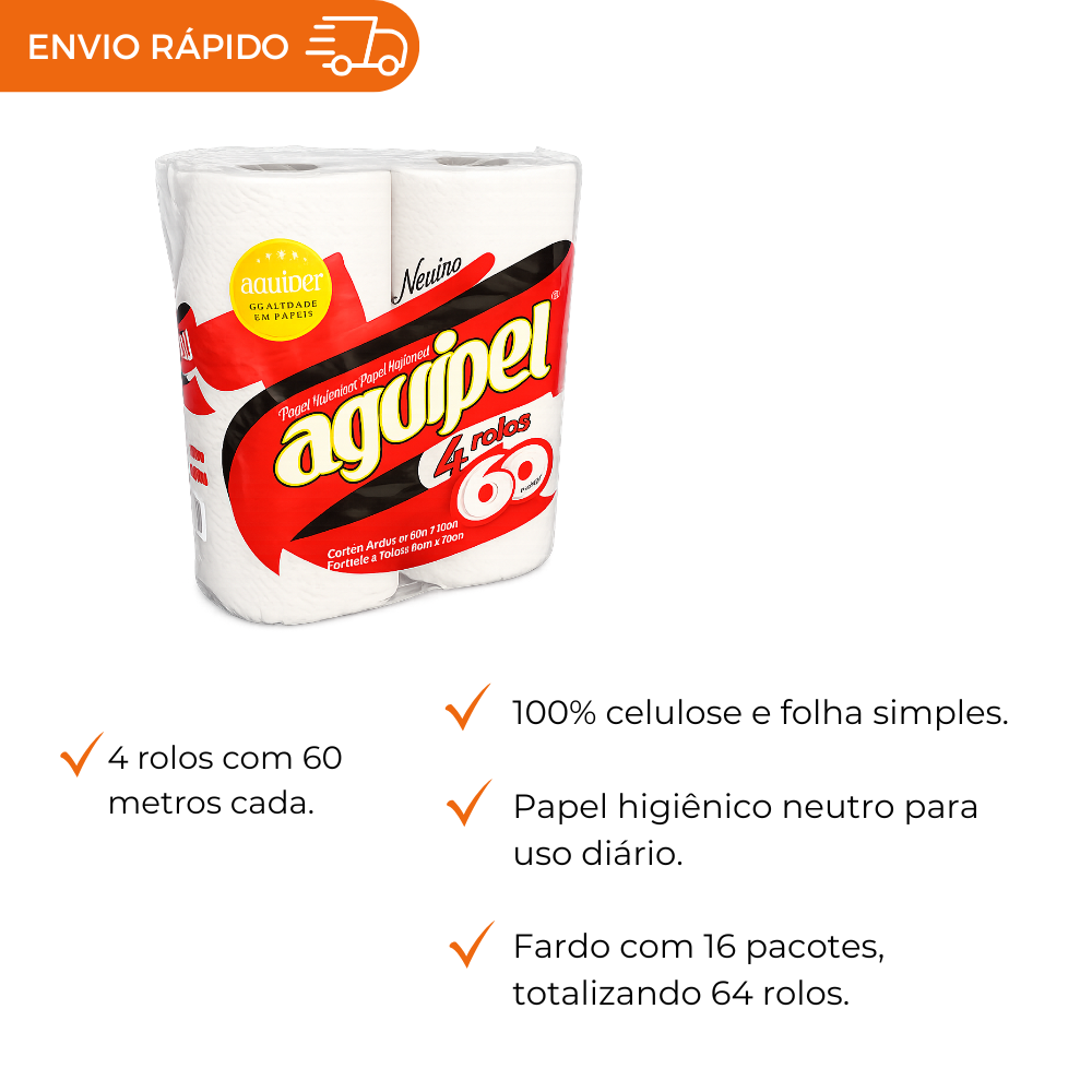 PAPEL HIGIENICO FOLHA SIMPLES - FD C/4X60M