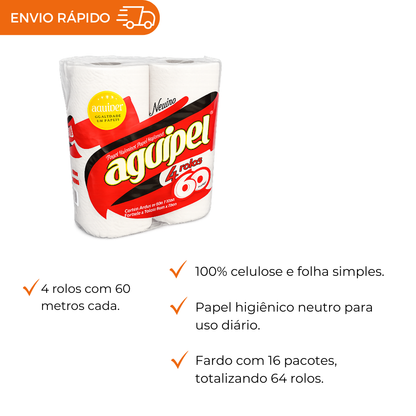 PAPEL HIGIENICO FOLHA SIMPLES - FD C/4X60M