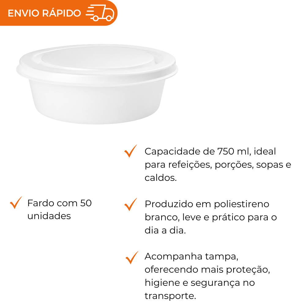 MARMITEX DE ISOPOR C/ TP 750ML- TM 102. - FD C/50