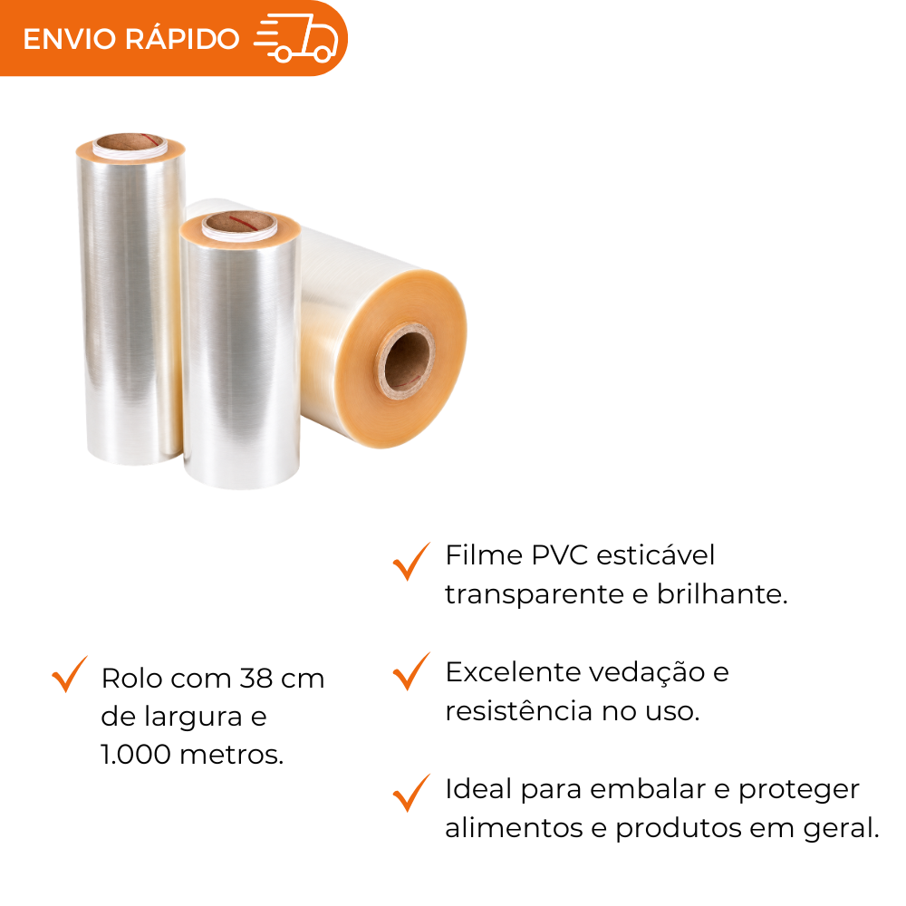 FILME PVC ESTICAVEL 38X0,09X1000 - CX C/1000MTS