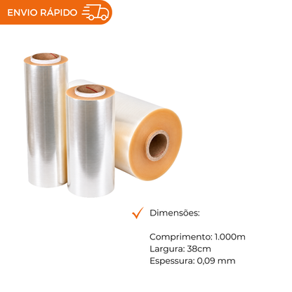 FILME PVC ESTICAVEL 38X0,09X1000 - CX C/1000MTS
