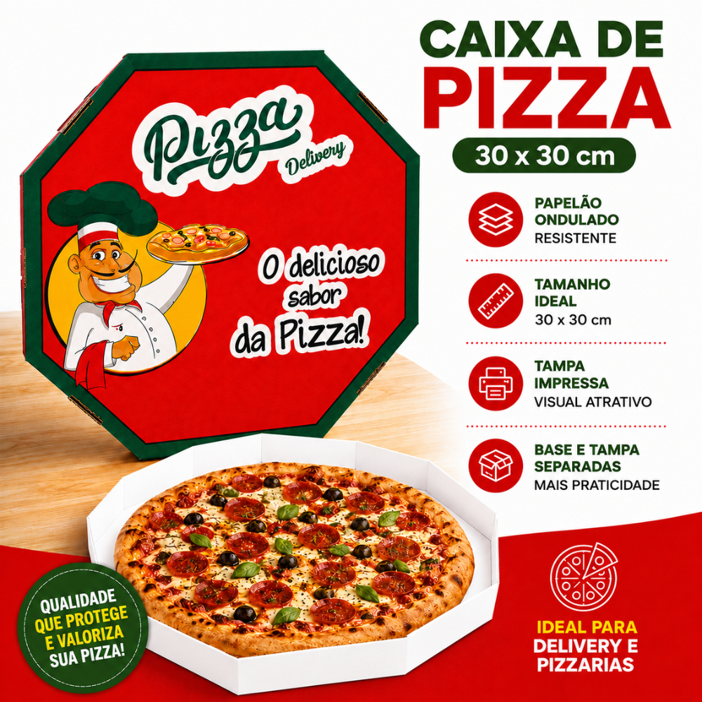 EMB. P/PIZZA 30CM BRANCA IMPRESSA - PC C/25