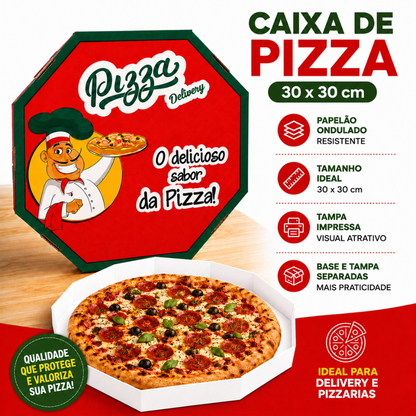 EMB. P/PIZZA 30CM BRANCA IMPRESSA - PC C/25