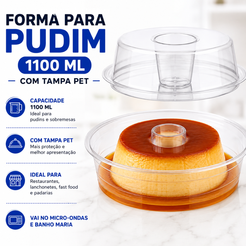 FORMA PUDIM C/TAMPA 1100ML - PW53 RETRO - CX C/50