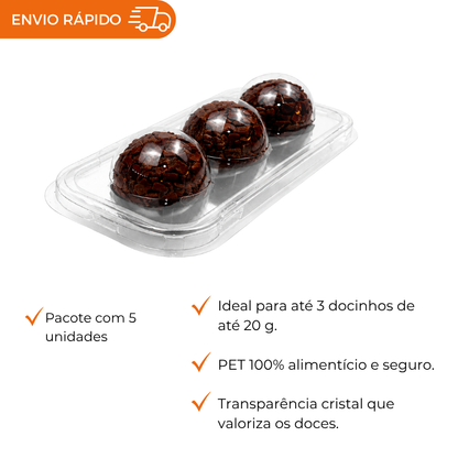 EMBALAGEM CRISTAL PARA 3 DOCINHOS PET 5 UNIDADES TRUFAS E DOCES