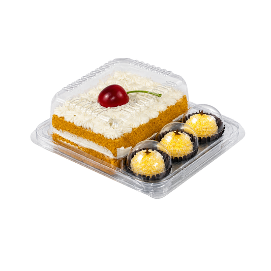 EMBALAGEM CRISTAL TAMPA ALTA PET 5 UNIDADES DOCES, BOLOS E LANCHES