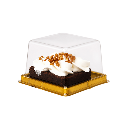 EMBALAGEM PARA MINI BOLO QUADRADA DOURADA 10 UNIDADES BROWNIE E MACARON