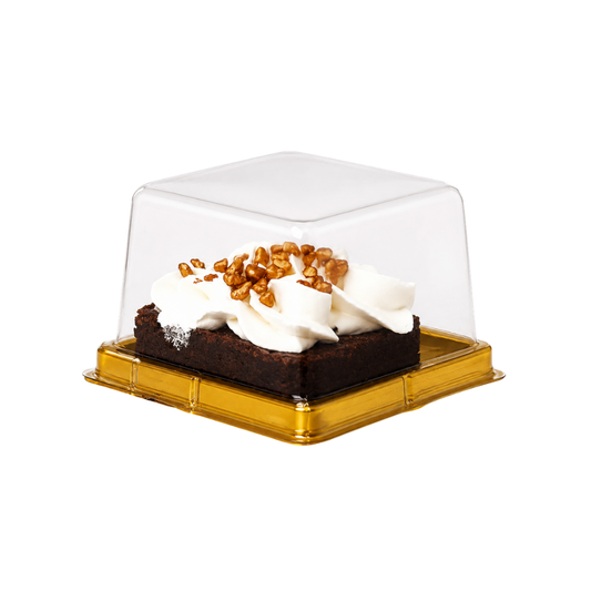 EMBALAGEM PARA MINI BOLO QUADRADA DOURADA 10 UNIDADES BROWNIE E MACARON
