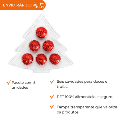 EMBALAGEM ÁRVORE DE NATAL CRISTAL PARA 6 DOCINHOS PET 5 UNIDADES