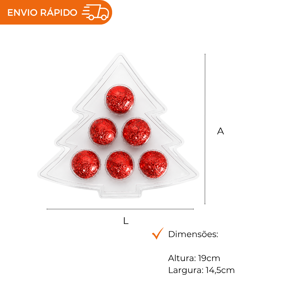 EMBALAGEM ÁRVORE DE NATAL CRISTAL PARA 6 DOCINHOS PET 5 UNIDADES