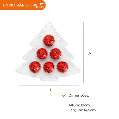 EMBALAGEM ÁRVORE DE NATAL CRISTAL PARA 6 DOCINHOS PET 5 UNIDADES