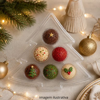 EMBALAGEM ÁRVORE DE NATAL CRISTAL PARA 6 DOCINHOS PET 5 UNIDADES