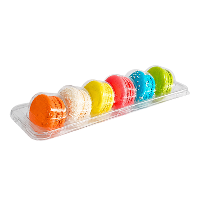 EMBALAGEM PARA MACARONS CRISTAL 6 CAVIDADES PET 5 UNIDADES MINI DOCES