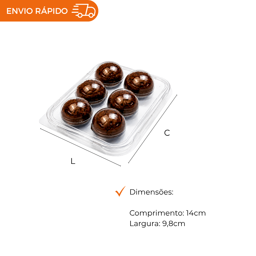 EMBALAGEM CRISTAL PARA 6 DOCINHOS PET 5 UNIDADES BRIGADEIROS