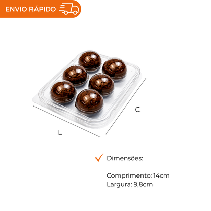 EMBALAGEM CRISTAL PARA 6 DOCINHOS PET 5 UNIDADES BRIGADEIROS