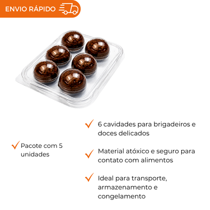 EMBALAGEM CRISTAL PARA 6 DOCINHOS PET 5 UNIDADES BRIGADEIROS
