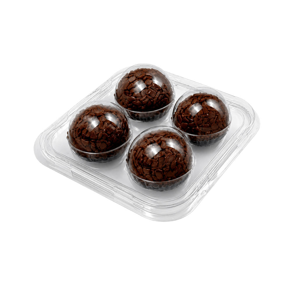 EMBALAGEM CRISTAL PARA 4 DOCINHOS PET 5 UNIDADES BRIGADEIROS