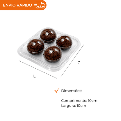 EMBALAGEM CRISTAL PARA 4 DOCINHOS PET 5 UNIDADES BRIGADEIROS