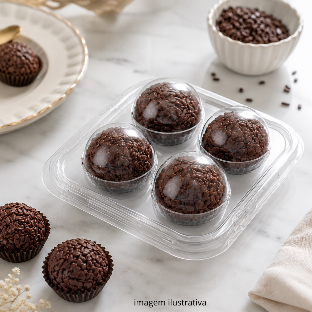 EMBALAGEM CRISTAL PARA 4 DOCINHOS PET 5 UNIDADES BRIGADEIROS
