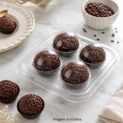 EMBALAGEM CRISTAL PARA 4 DOCINHOS PET 5 UNIDADES BRIGADEIROS