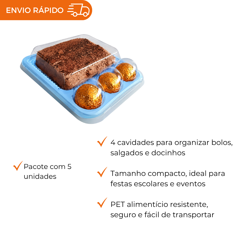 EMBALAGEM AZUL PARA DOCES, BOLOS E SALGADOS 5 UNIDADES FESTA INFANTIL
