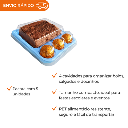 EMBALAGEM AZUL PARA DOCES, BOLOS E SALGADOS 5 UNIDADES FESTA INFANTIL