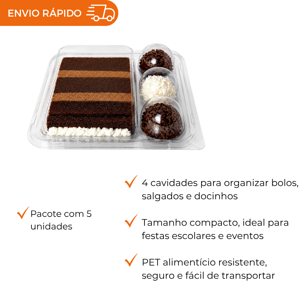 EMBALAGEM CRISTAL PARA DOCES, BOLOS E SALGADOS 5 UNIDADES FESTA INFANTIL