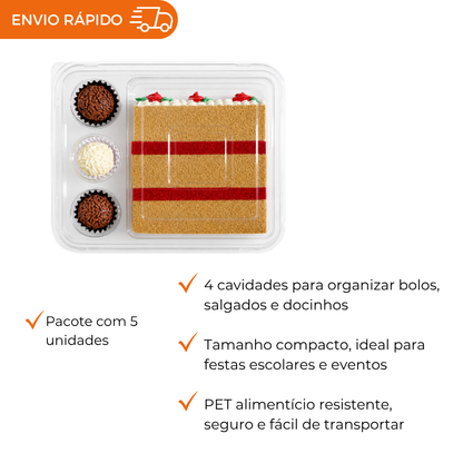EMBALAGEM CRISTAL PARA DOCES, BOLOS E SALGADOS 5 UNIDADES FESTAS E EVENTOS