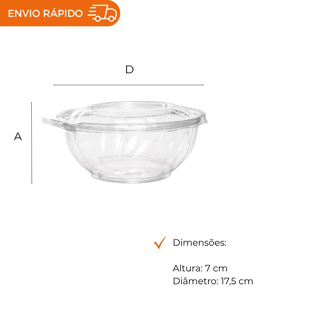SALADEIRA TRANSP 1000ML C/LACRE - F261 - CX C/100