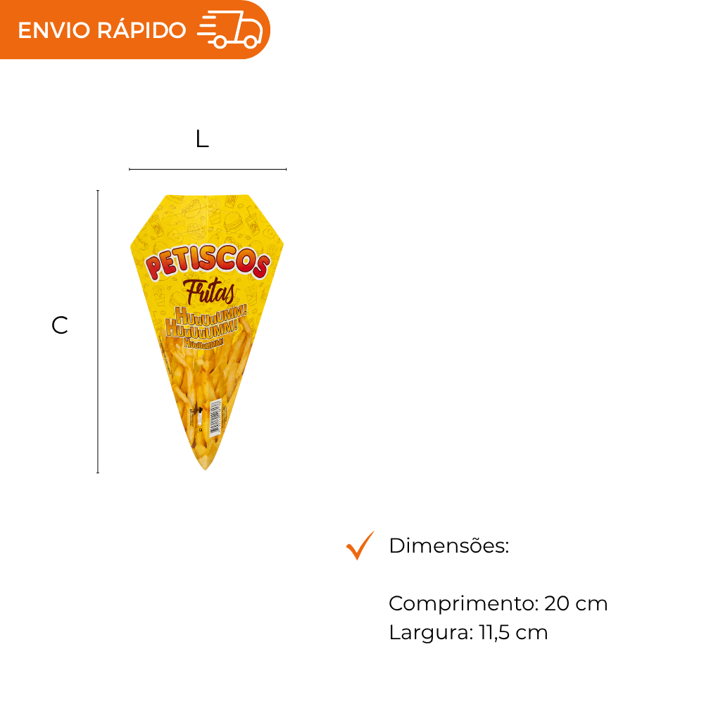EMBALAGEM CONE BATATA FRITA PEQUENO - PC C/50
